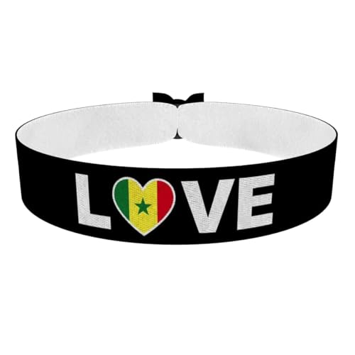 Druck-Palast Love Sénégal - Bracelet en Satin Étanche - Bracelet de Supporter pour la Coupe du Monde - Accessoire de Mode Patriotique
