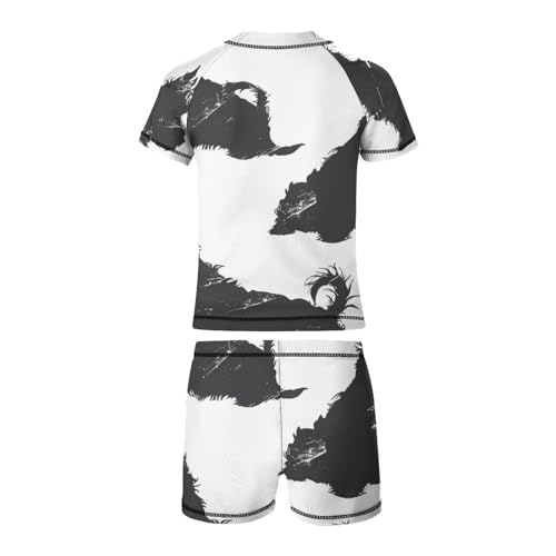 West Highland Terrier SilhouettesChildren's Casual Swimsuit Set - Simple and Versatile7-9Y（120cm）4