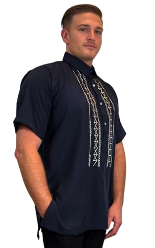 Navy Short Sleeve Cotton Polo Barong Tagalog Order US Size3