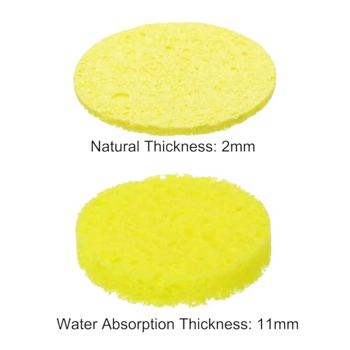 Image of MECCANIXITY 15PCS Soldering Sponge 50mm Round Yellow Cleaning Pad Welding Tip Iron Replacement for Cleaning Soldering Iron 2mm Natural Thickness 11mm Water Absorption Thickness