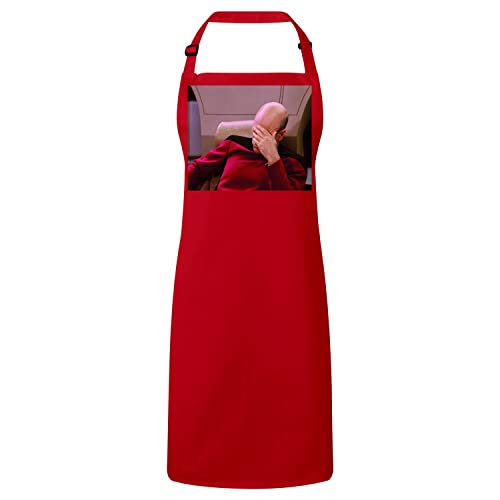 Tablier cuisine rouge cadeau original science-fiction Jean-Luc Picard
