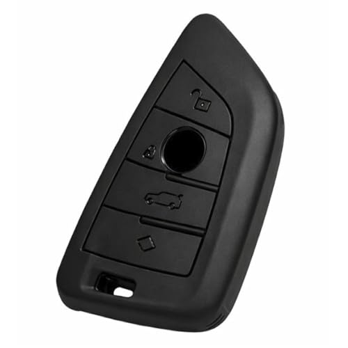 Image of JVCV Soft TPU Cover Compatible with BMW X1, X3, X6, X5, 5 Series, 6 Series, 7 Series 4 Button Blade Smart Key | Scratch-Resistant Protective Case (Matte Black)