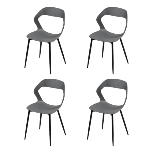 WOLTU Lot de 4 Chaises de Salle à Manger, Chaises de Cuisine Modernes avec Dossier Ajouré, Siège en PP, Pieds en Métal, sans Accoudoirs, pour Salon,...