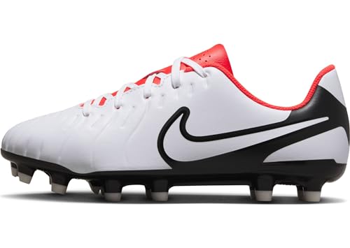 NIKE Jr. Tiempo Legend 10 Club, Zapatillas, White Black Bright Crimson, 37.5 EU