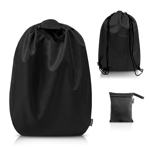 Image of MUTMAIN Full Bag Cover Waterproof rain Cover for Backpack 20L to 50L with Storage Pouch, Drawstring Bag Design, All Side Covered Bags for School, Laptop, Travel and Camera with Shoulder Strap (Black)