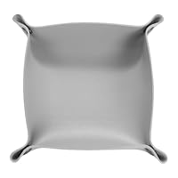 sourcing map PU Leather Valet Tray Unisex Folding Small Catchall Tray Portable Entryway Table Tray Nightstand Bedside Desk Tray for Key Wallet Watch Coin Jewelry Dice, Gray