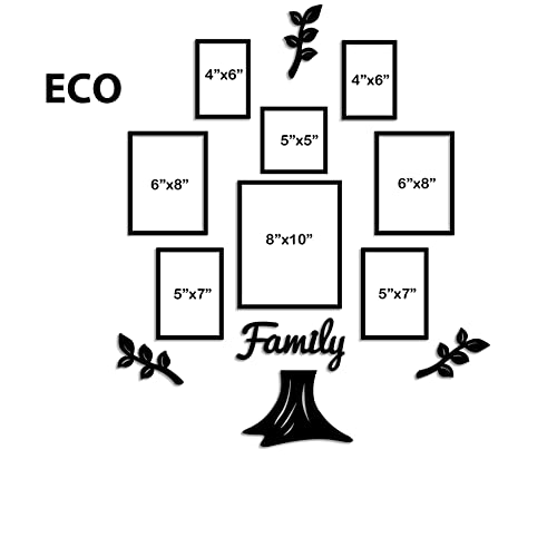 Image of Art Street Family Tree Photo Frame for Living Room Set of 13 Pieces with MDF Plaque Eco Series Picture Frame for Home Decor (3 Leaf,1 Trunk and 1 Family)