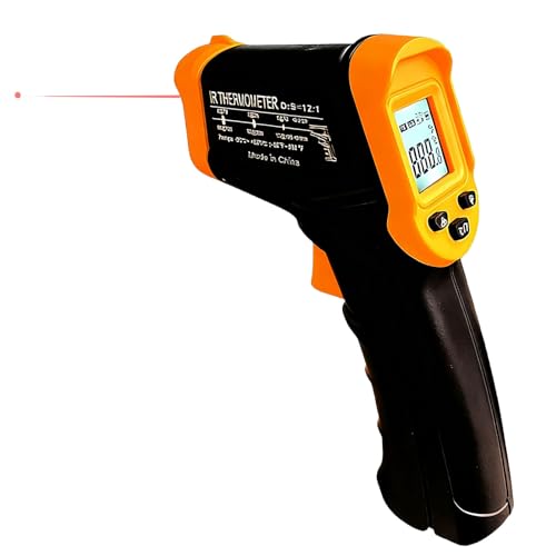Digital Laser Infrarot Thermometer IR Pyrometer berührungslos Temperaturmessgerät Temperaturmesser, -50 ℃~600 ℃, LCD Beleuchtung, Gelb/Schwarz,...