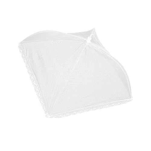 Uonlytech Cubierta Malla Plegable para Alimentos Protector de Comida Portátil para Picnic y Camping Fácil de Limpiar y Almacenar para Barbacoas y Mesas al Aire con Borde de Encaje Blanco