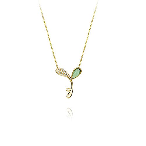 Pendentif en or 18 carats pour femmes avec feuilles de diamant et tourmaline