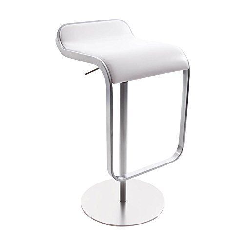 Lapalma Lem - Tabouret de bar - hauteur d'assise: 66-79cm - cuir blanc