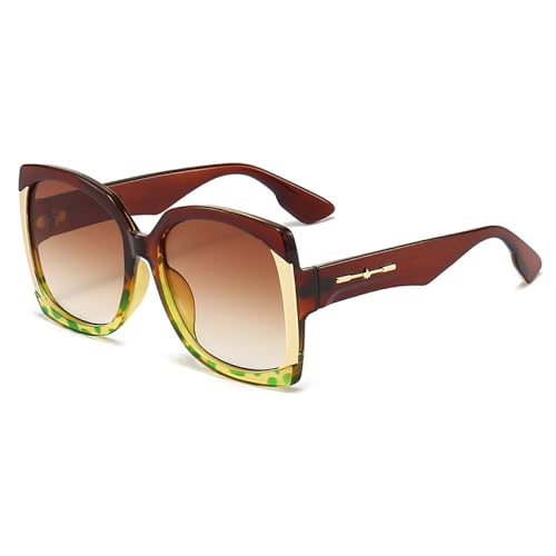 Lunettes de soleil carrées femmes et hommes avec verres vert violet thé