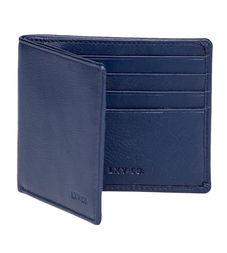 LXY & CO. Slim Men’s Wallet with RFID Blocking Card Holder Slots, Genuine Top Grain Leather, Classic Bifold with ID Window, Minimalist Design, Color2