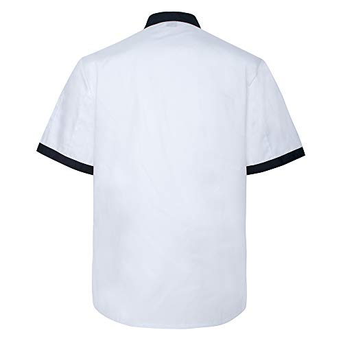 Toptie Unisex Short Sleeve Chef Coat Jacket, Black And White #TOP1