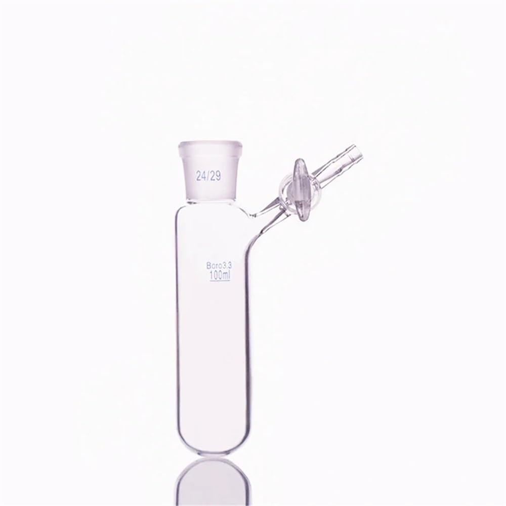 Vetreria da laboratorio Provetta di reazione in vetro borosilicato ad alto tenore di carbonio con valvola in PTFE e bocca smerigliata standard, capacità 25 ml e giunto 14/23