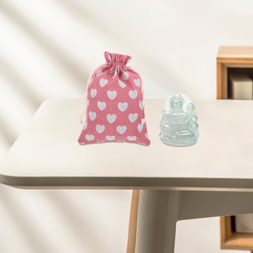 Bolsas de algodón para evitar pérdidas de joyas saquitos con cordón de corazones 7