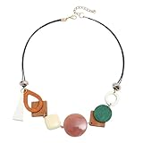 Collares de hombre, colgante geométrico de madera, collar de cadena ajustable con jersey, regalos de fiesta de moda para mujeres