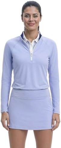 IZOD Women's 1/4 Zip Pullover Performance Stretch Long Sleeve Golf Running, Hydr