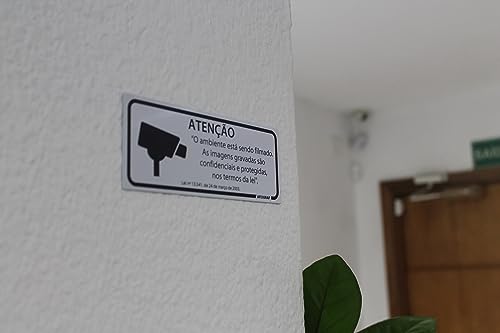 Placa de Sinalização Ambiente Está Sendo Filmado em PS Kit 5 und - 15x6cm Afixgraf
