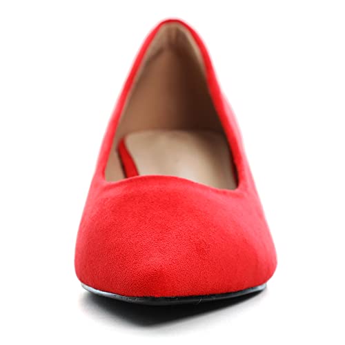 Image of Women's Low Kitten Heel Pumps Classic Fashion Dress Pumps Simple Heeled Shoes for Office Work