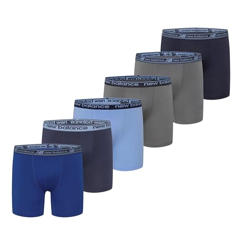 New Balance Boys' Non-Brushed Jersey Sport Performance Wicking Boxer Briefs Underwear (Multi Pack)