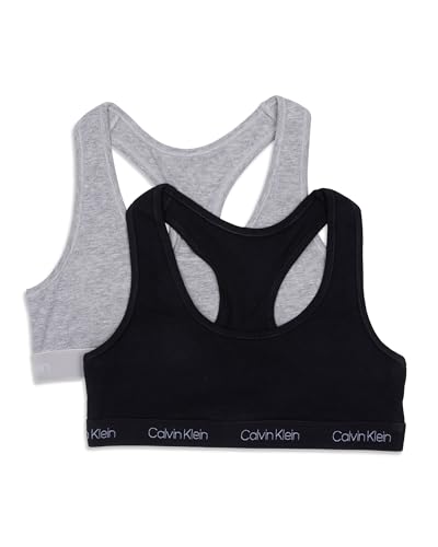 Calvin Klein Girls' Soft Cotton Racerback Bralette Bra, Multipack