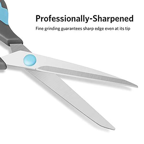 Asdirne Schere, Schere Papier mit Scharfen Edelstahlklingen und Weichen Griffen, Geeignet zum Schneiden von Papier, Pappe, Stoff, etc., Blau/Grau - Image 3