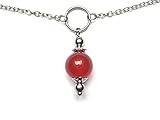  Tobillera de acero inoxidable para mujer con colgante en cuentas de cornalina roja