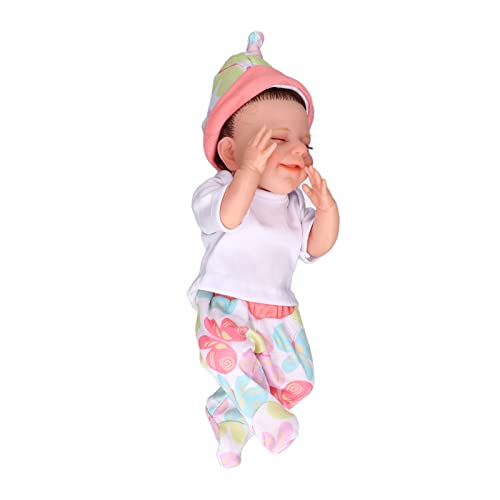 Muñeca Infantil Realista de 12 Pulgadas, Muñeca de Silicona Suave con Ropa y Biberón, Juguete Multiusos para Niños (Abril niño Blanco de 12 Pulgadas con los Ojos)