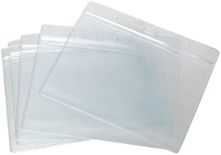 CKB Ltd 10x A6 Horizontal Extra Large Landscape Clear ID Badge Card Holders Plastic Pocket Pouches 17.5cm x 11.8cm - Holds A6 Card Size 105 x 148mm
