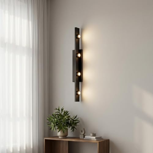 Image of Modern Mirror Light with 5 LED Heads | 3 Color LED Wall Light for Bathroom & Living Room | Metal Wall Mount Vanity Light Fixture for Home Decoration | Indoor Use Only
