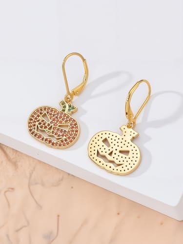 925 Sterling Silver Halloween Earrings for Women Cat Spider Bat Pumpkin Skeleton Skull Ghost Earrings Gothic Halloween Jewelry Gifts 5