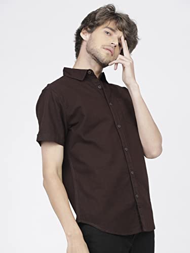 Image of Ketch Men's Cotton Slim Fit Solid Half Sleeve Shirt