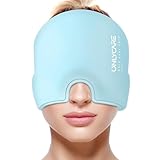 ONLYCARE Migräne Maske, Upgraded Kühlmaske Schlafmaske Kühlmütze Kühlhaube 360° Gel Surround kühlpads zur Linderung von Migräne, Kopfschmerzen