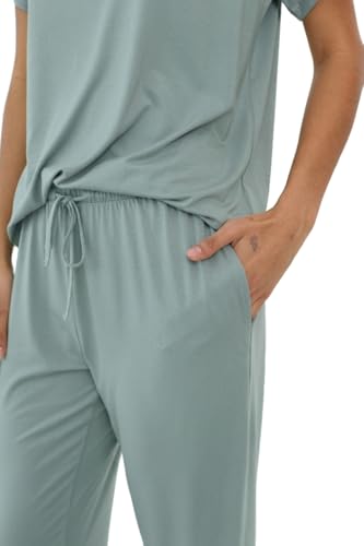 Image of Joyaria Bamboo Viscose Pajamas Women Ultra Soft Short Sleeve Jogger Pants Pjs Set Cooling Sleepwear