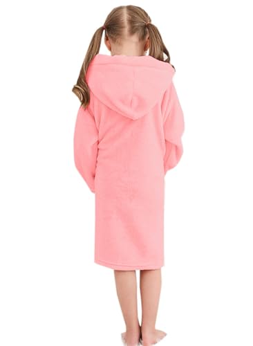 Image of Umeyda Girls Fleece Hooded Robes, Warm Printed Bath Robe for Kids Soft Fuzzy Bathrobe for Gifts