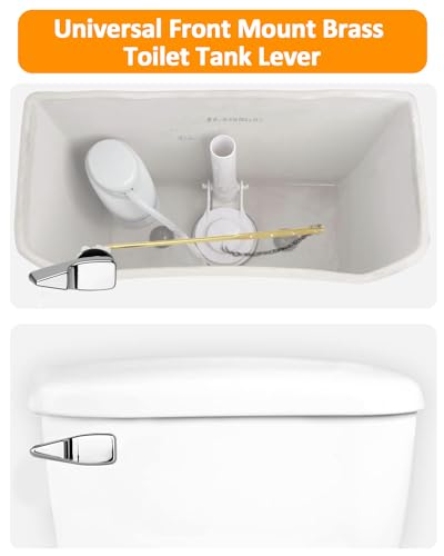 Toilet Flush Handle, Universal Toilet Handle Replacement Kit, Zinc Alloy Toilet Tank Trip Lever with H2 Brass Arm, Toilet Repair Kit Inside Tank Fit for American Standard, Mansfield Toilet, Silver