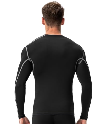 3 Pack Cool Dry Compression Shirts for Men Long Sleeve Baselayer Tops Running Workout T Shirt3