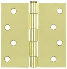 EMTEK 4" x 4" Square Corner Steel Hinges - Residential Duty Plain Bearing - Polished Brass 91014.US3 - Pair