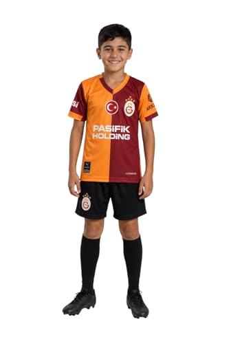 Generisch Galatasaray Fußball Set Kinder Trikot Tshirt und Shorts 2 teiliges Fußball Outfit mit 5 Sternen Sport Set für Training und Freizeit - rot schwarz (152)