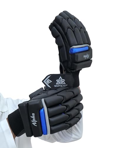 Image of Whitedot Alpha Cricket Batting Gloves||Suitable for Boys|Small Left Hand||Black