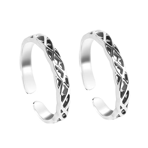 Image of Clara 925 Sterling Silver Size Adjustable Toe Rings Pair Gift for Women