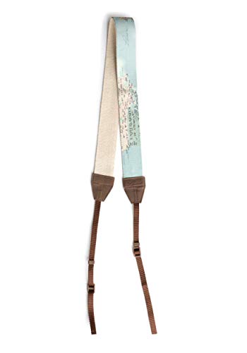 Livorie Travel Camera Strap For Dslr/Slr And Vintage World Map Design Genuine Leather Cotton Canvas For All Cameras (Canon Nikon Sony Pentax Leica Olympus Panasonic Fuji Lumix) Mint #TOP1