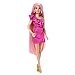 Produktbild Barbie-Puppe, Fun & Fancy-Haar mit extralangem, farbenfrohem blondem Haar und glänzendem rosa Kleid, 10 Frisier- und Mode-Spielaccessoires, JDC85
