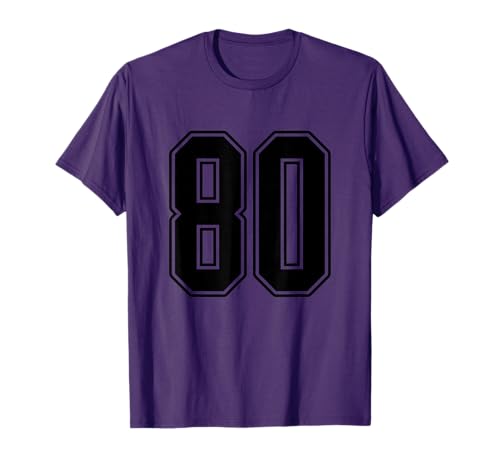 #80 Black Outline Number 80 Sports Fan Jersey Style Easy