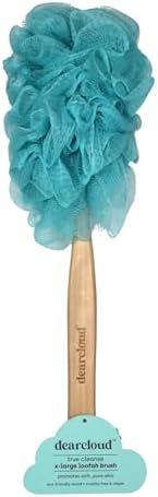 dearcloud True Cleanse Loofah Brush – Long Handle Scrubber (Teal) image 5