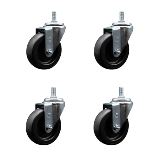 Service Caster Brand Replacement Set for GoJak Casters - Swivel 1/2 Inch Threaded Stem Casters with 4 Inch Polyolefin Wheel - Includes 4 Swivel - Fits GoJak Dolly Models 5000 5211 5400