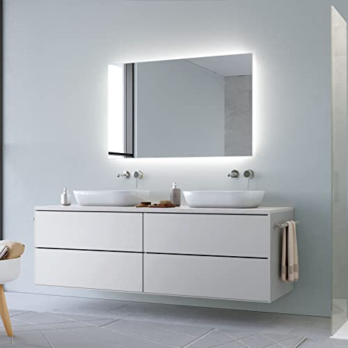 Rechteckiger Wandspiegel ohne Rahmen, zeitgenössischer und eleganter Spiegel von hoher Qualität, mit Aluminiumrahmen, 120 x 75 cm Cover