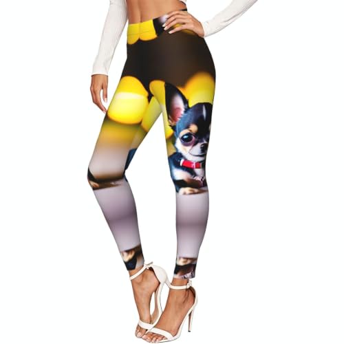Leggings para entrenamiento de mujer con estampado de perro elástico