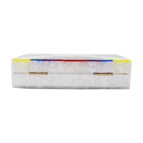 Image of Elegant Ladies Acrylic Evening Clutch Multicolored Bag Box Stylish Marble Purse Handbag for Wedding Banquet Cocktail